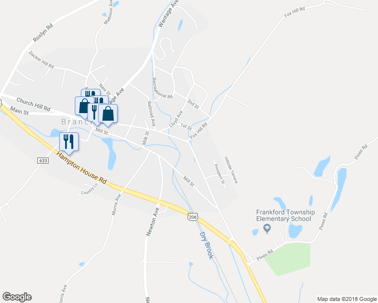 map of restaurants, bars, coffee shops, grocery stores, and more near 60 Broad Street in Branchville