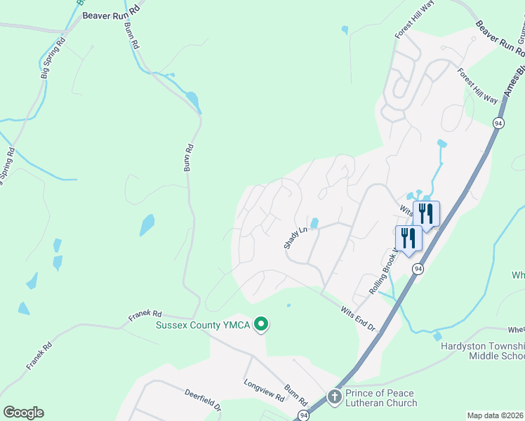 map of restaurants, bars, coffee shops, grocery stores, and more near 15 Brookview Lane in Hamburg