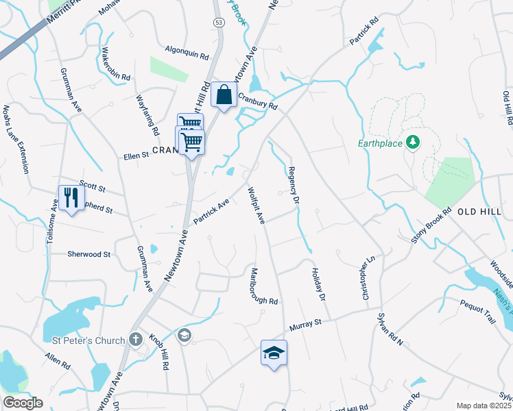 map of restaurants, bars, coffee shops, grocery stores, and more near 252 Wolfpit Avenue in Norwalk