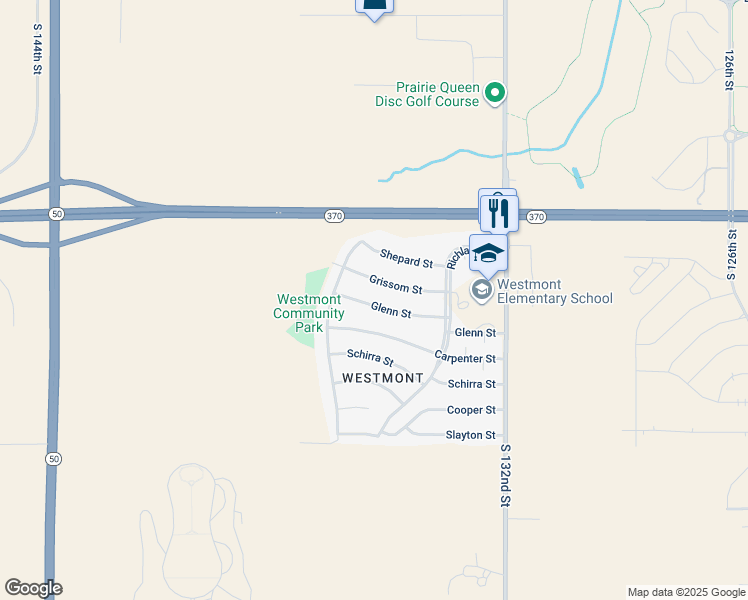 map of restaurants, bars, coffee shops, grocery stores, and more near 13516 Glenn Street in Omaha