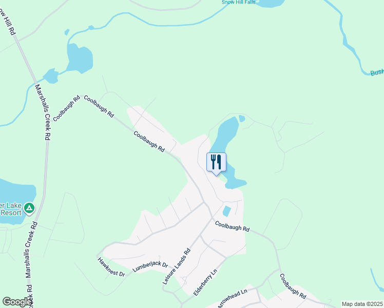 map of restaurants, bars, coffee shops, grocery stores, and more near 3369 Frontier Road in East Stroudsburg