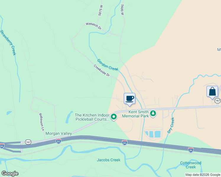 map of restaurants, bars, coffee shops, grocery stores, and more near 5928 Riverview Circle in Morgan