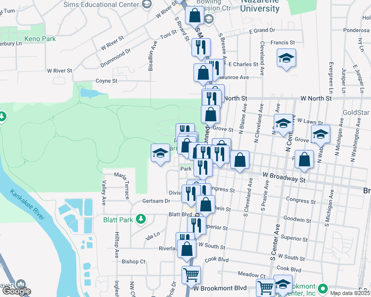 map of restaurants, bars, coffee shops, grocery stores, and more near 195 Kennedy Drive in Bradley
