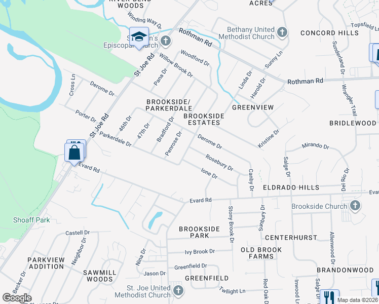 map of restaurants, bars, coffee shops, grocery stores, and more near 4928 Rosebury Dr in Fort Wayne