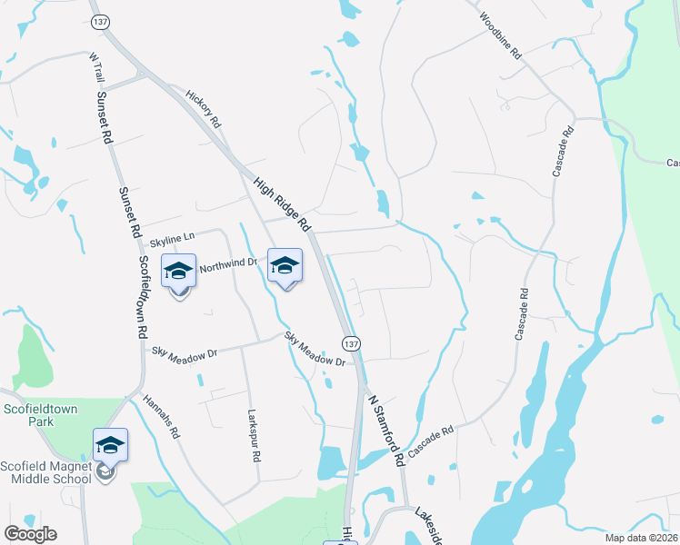 map of restaurants, bars, coffee shops, grocery stores, and more near 37 Pinner Lane in Stamford