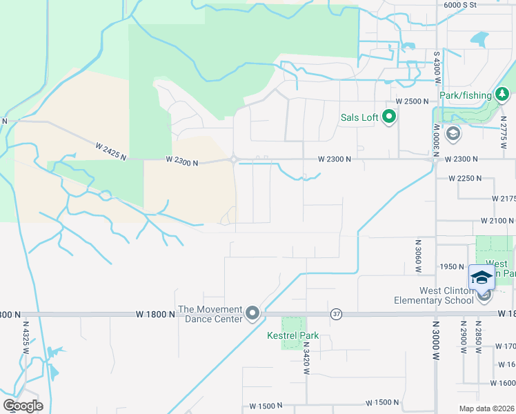 map of restaurants, bars, coffee shops, grocery stores, and more near 2212 3600 West in Clinton
