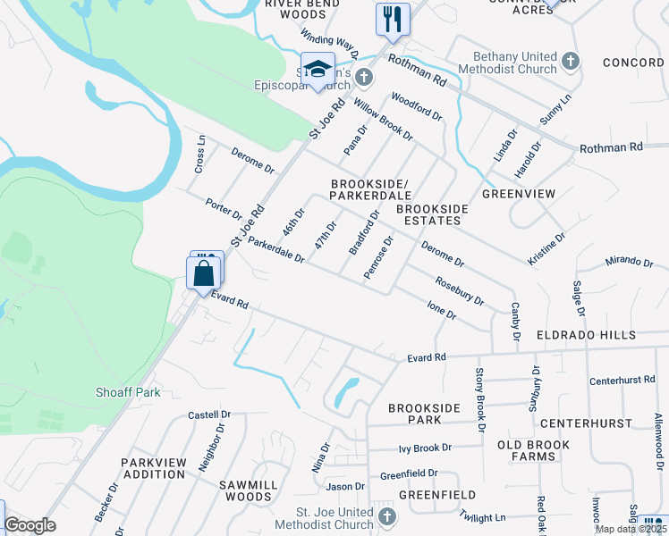 map of restaurants, bars, coffee shops, grocery stores, and more near 6910-6914 Bradford Dr in Fort Wayne