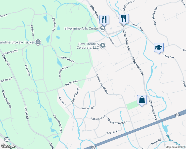 map of restaurants, bars, coffee shops, grocery stores, and more near 300 Buttery Road in Norwalk