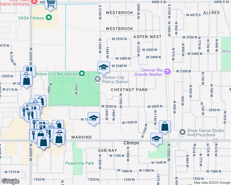map of restaurants, bars, coffee shops, grocery stores, and more near 2161 1410 West in Clinton