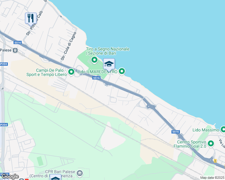 map of restaurants, bars, coffee shops, grocery stores, and more near 2 Strada Rurale Mammagnora in Bari