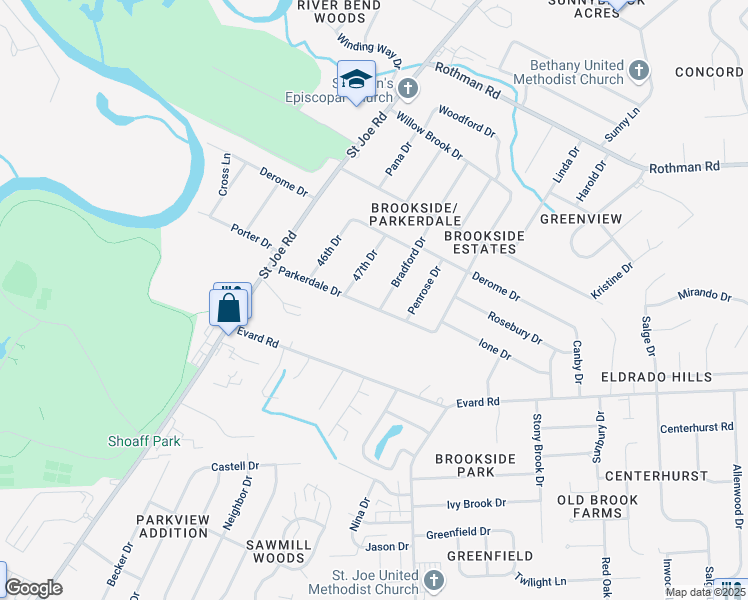 map of restaurants, bars, coffee shops, grocery stores, and more near 6910-6914 Bradford Dr in Fort Wayne