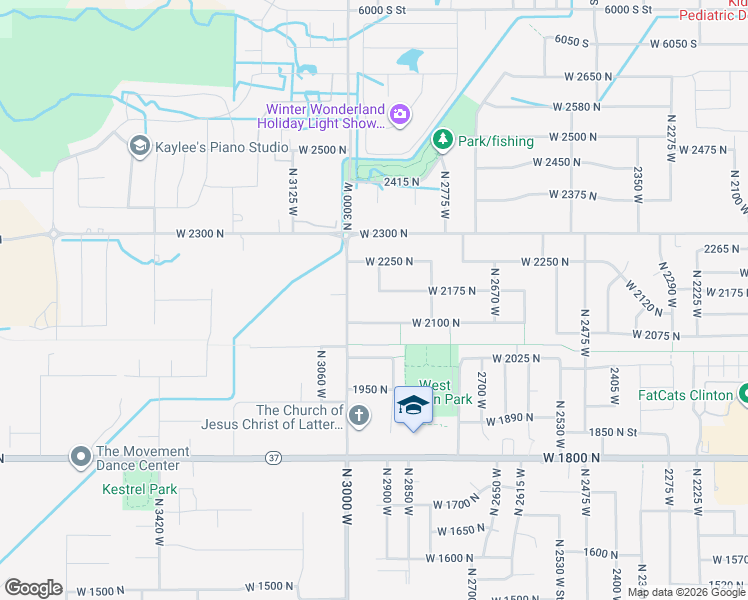 map of restaurants, bars, coffee shops, grocery stores, and more near 2933 West 2175 North in Clinton