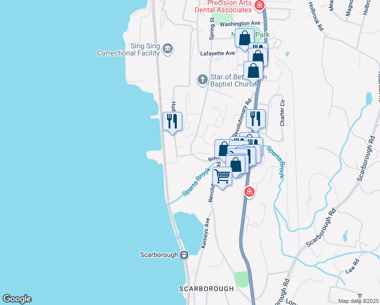 map of restaurants, bars, coffee shops, grocery stores, and more near 11 Liberty Street in Ossining