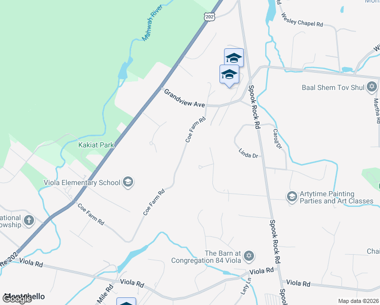 map of restaurants, bars, coffee shops, grocery stores, and more near 9 Coe Farm Road in Suffern