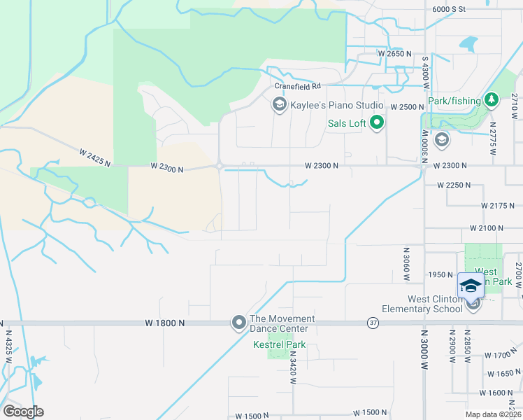 map of restaurants, bars, coffee shops, grocery stores, and more near 2157 North 3430 West in Clinton