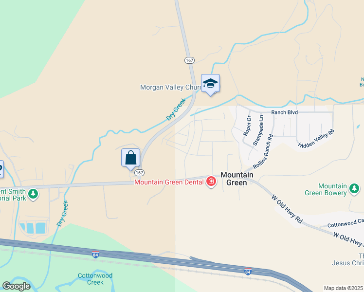 map of restaurants, bars, coffee shops, grocery stores, and more near 4950 West Old Highway Road in Morgan