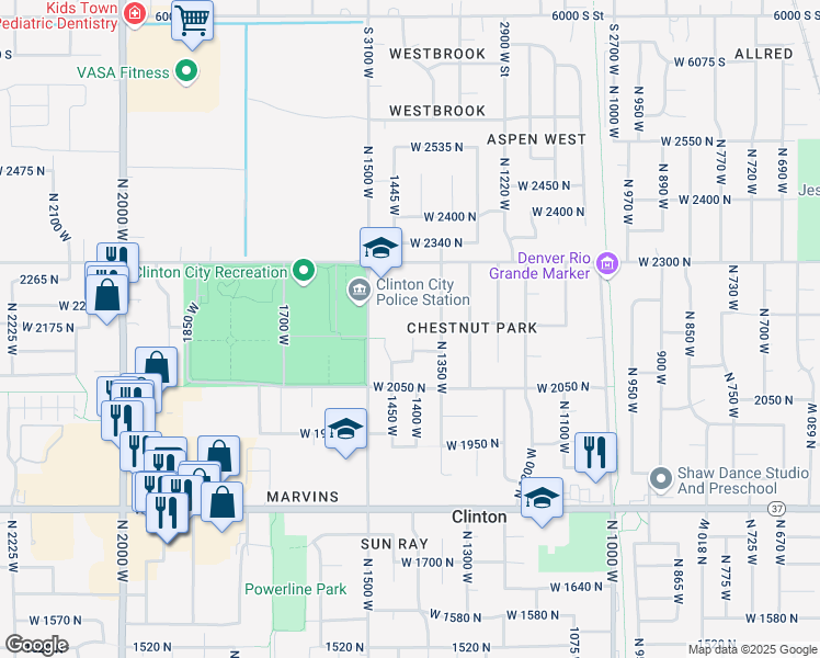 map of restaurants, bars, coffee shops, grocery stores, and more near 2161 1410 West in Clinton