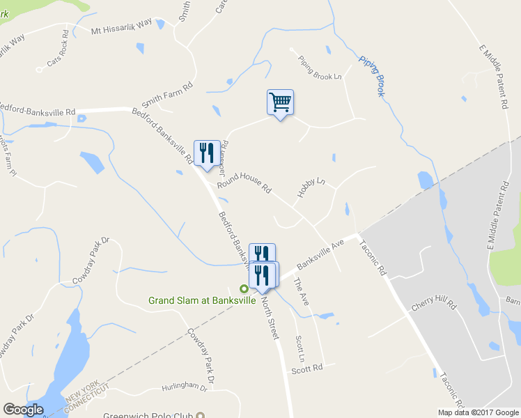 map of restaurants, bars, coffee shops, grocery stores, and more near 7 Round House Court in Bedford