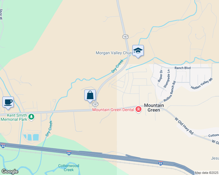 map of restaurants, bars, coffee shops, grocery stores, and more near 6136 Highland Drive in Morgan