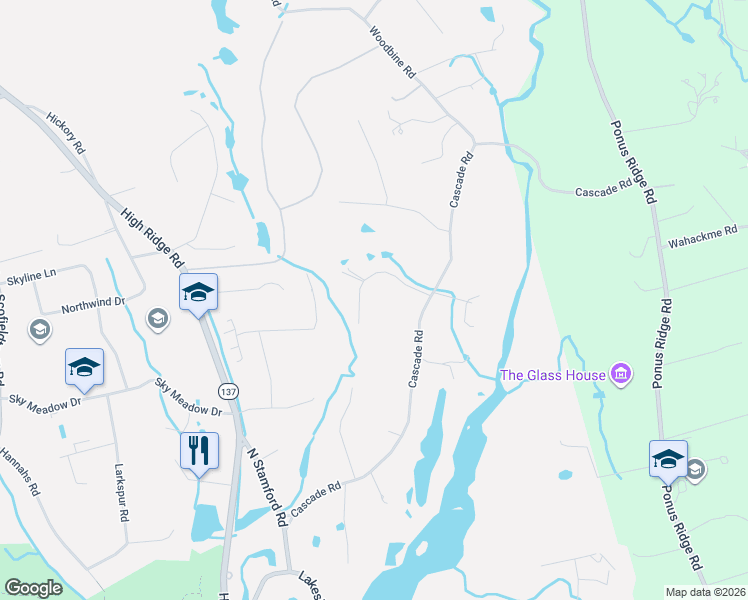 map of restaurants, bars, coffee shops, grocery stores, and more near 95 Michael Road in Stamford