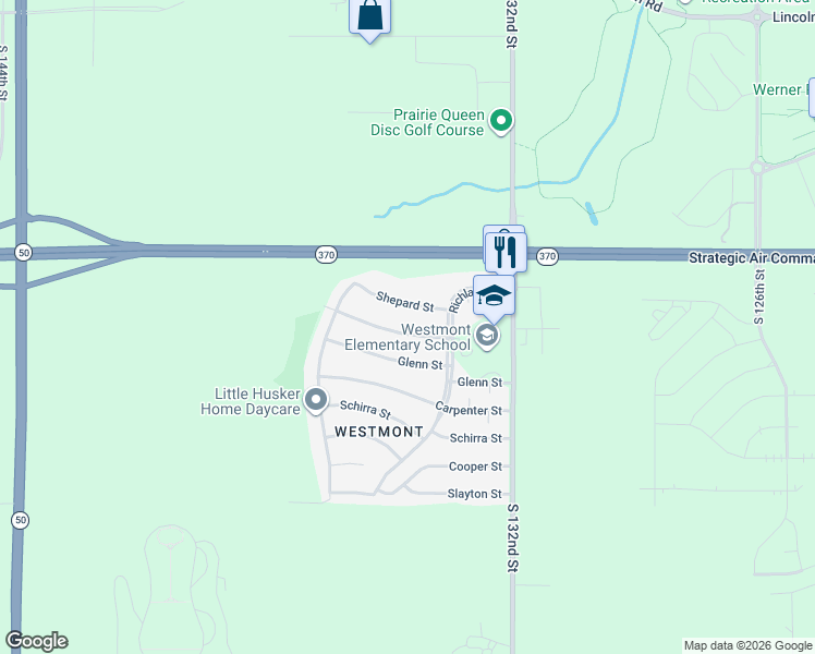 map of restaurants, bars, coffee shops, grocery stores, and more near 13310 Grissom Street in Omaha