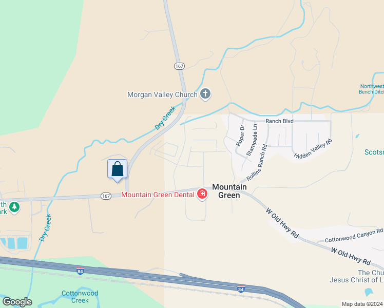map of restaurants, bars, coffee shops, grocery stores, and more near 5936 North Angels Landing Drive in Mountain Green