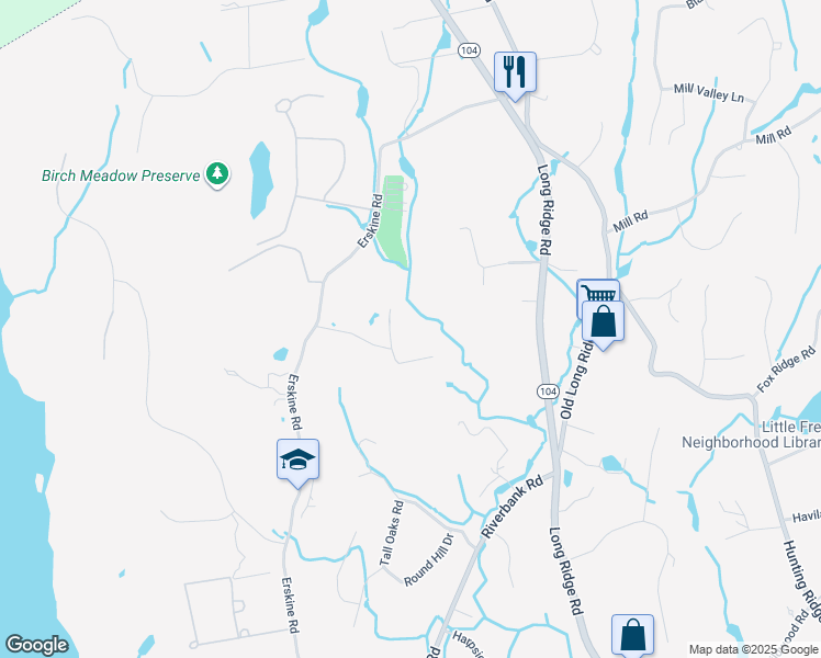 map of restaurants, bars, coffee shops, grocery stores, and more near 318 Erskine Road in Stamford