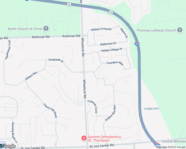 map of restaurants, bars, coffee shops, grocery stores, and more near 9412 Greyhawk Drive in Fort Wayne