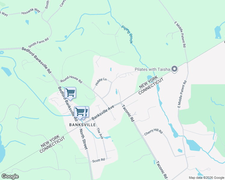 map of restaurants, bars, coffee shops, grocery stores, and more near 7 Hobby Farms Drive in Bedford