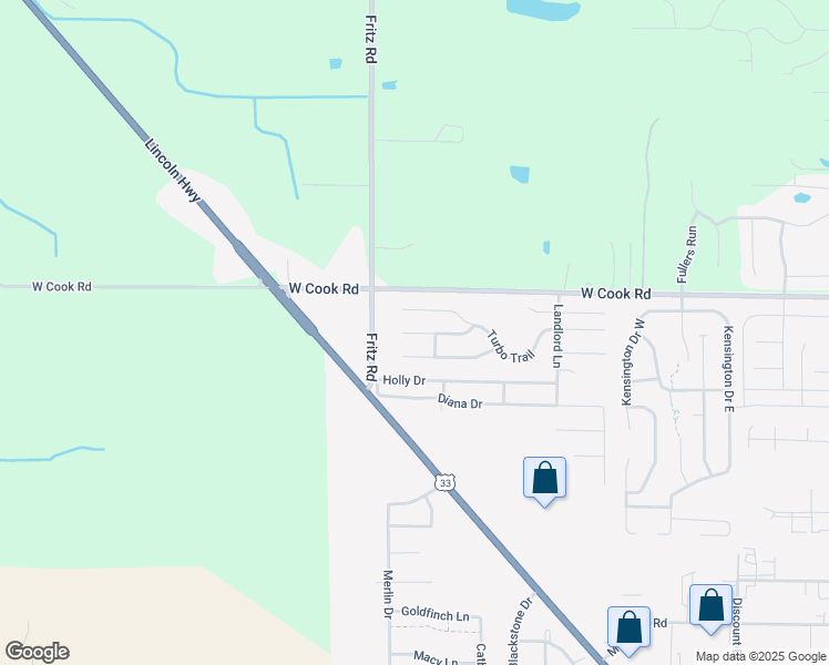 map of restaurants, bars, coffee shops, grocery stores, and more near 5227 Coronet Court in Fort Wayne