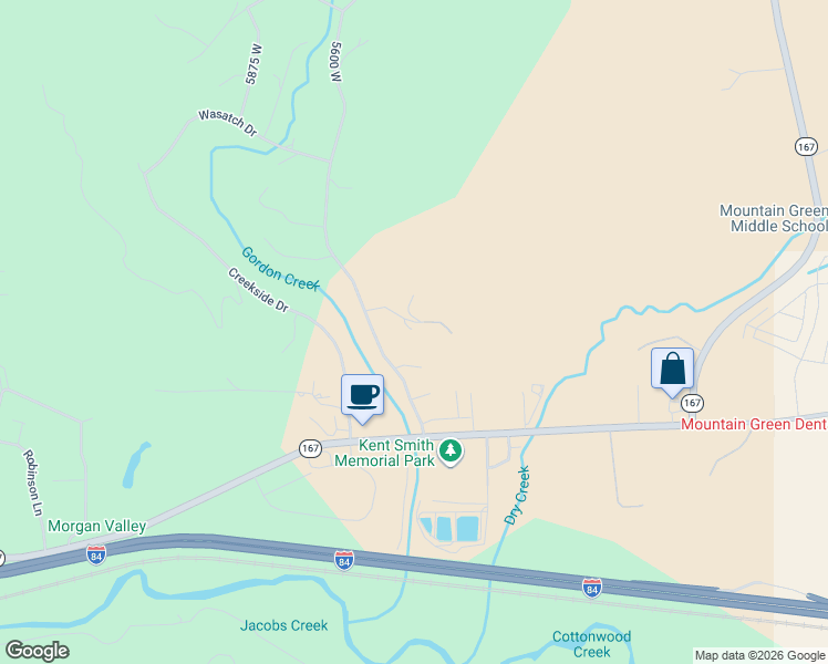 map of restaurants, bars, coffee shops, grocery stores, and more near 5525 5820 North in Morgan