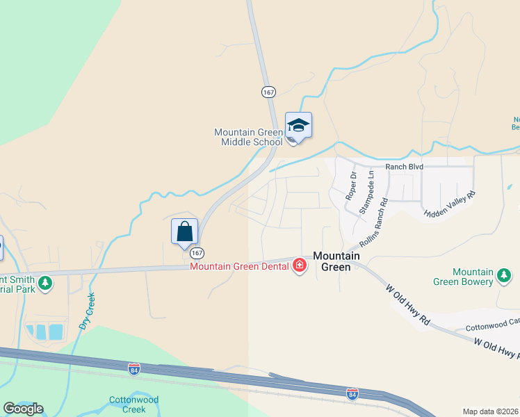 map of restaurants, bars, coffee shops, grocery stores, and more near 4950 West Old Highway Road in Morgan