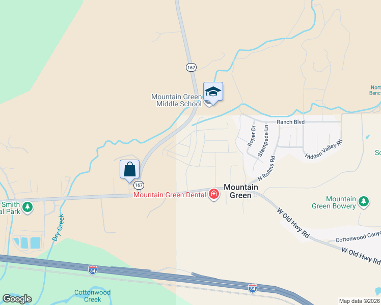 map of restaurants, bars, coffee shops, grocery stores, and more near 5940 North 5000 West in Morgan