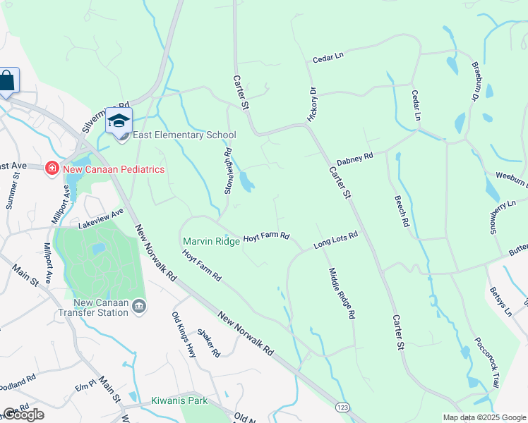 map of restaurants, bars, coffee shops, grocery stores, and more near 452 Hoyt Farm Road in New Canaan