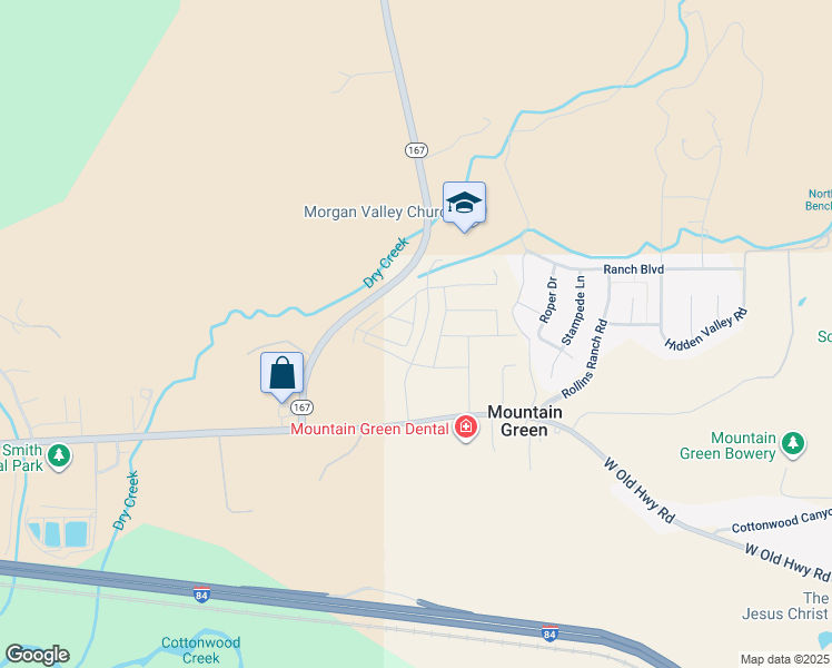 map of restaurants, bars, coffee shops, grocery stores, and more near 4950 West Old Highway Road in Morgan
