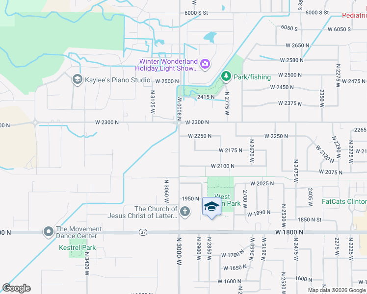 map of restaurants, bars, coffee shops, grocery stores, and more near 2933 West 2175 North in Clinton
