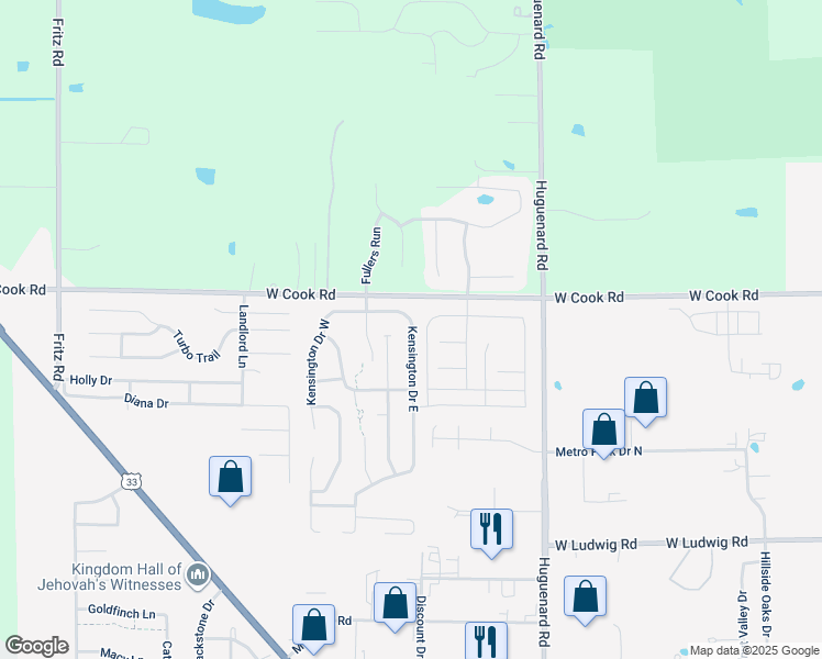 map of restaurants, bars, coffee shops, grocery stores, and more near 7216 Wimberly Crossing in Fort Wayne
