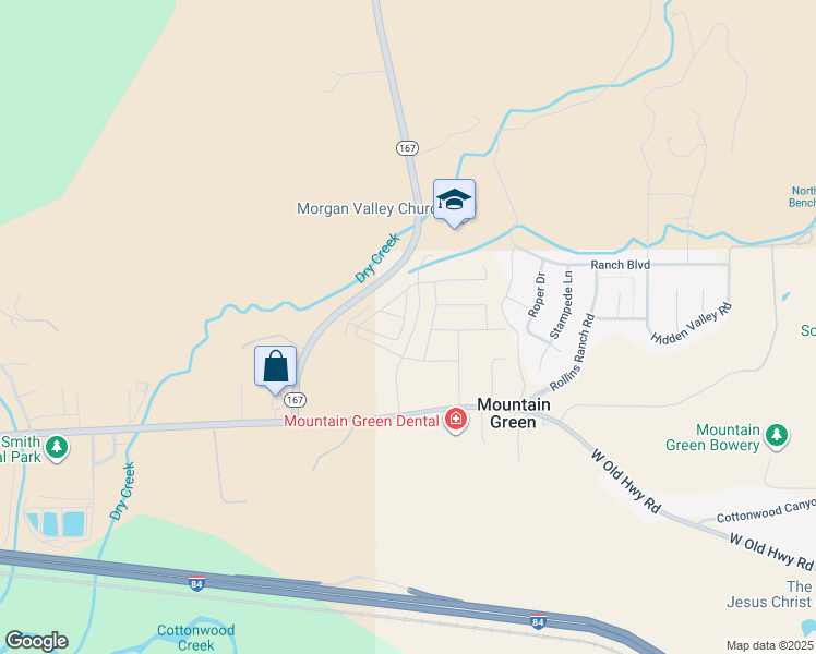 map of restaurants, bars, coffee shops, grocery stores, and more near 5944 North 5000 West in Morgan