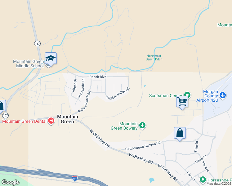 map of restaurants, bars, coffee shops, grocery stores, and more near 5980 Rawhide Court in Morgan