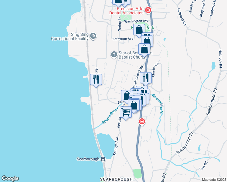 map of restaurants, bars, coffee shops, grocery stores, and more near 14 Still Court in Ossining