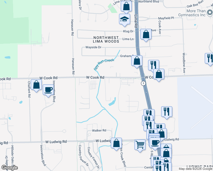 map of restaurants, bars, coffee shops, grocery stores, and more near 7331 Wadington Road in Fort Wayne