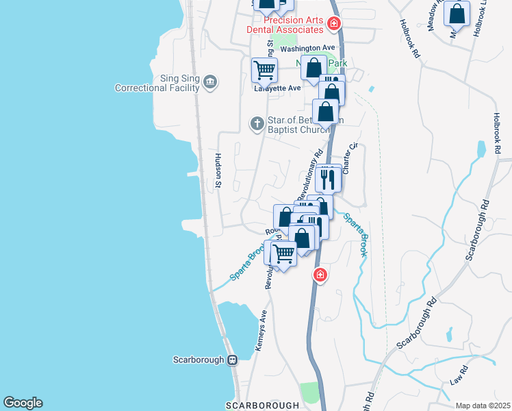 map of restaurants, bars, coffee shops, grocery stores, and more near 14 Still Court in Ossining