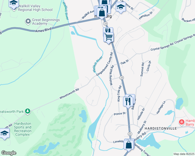 map of restaurants, bars, coffee shops, grocery stores, and more near 52 Gingerbread Castle Road in Hamburg