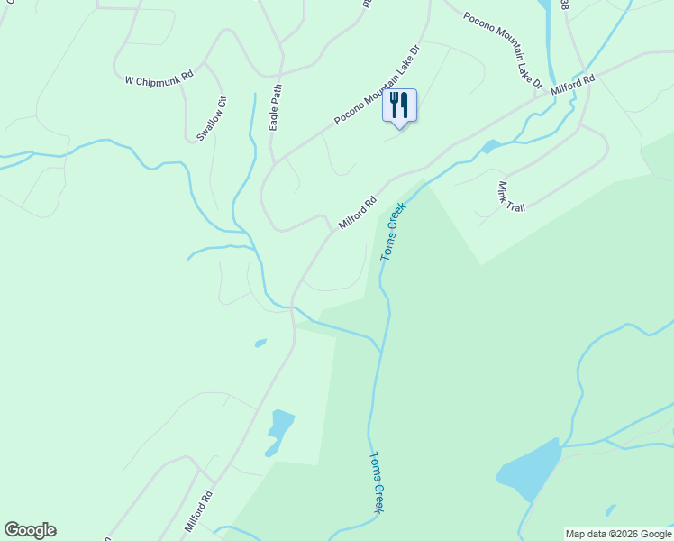 map of restaurants, bars, coffee shops, grocery stores, and more near 71 Pocono Mountain Lake Drive in Bushkill
