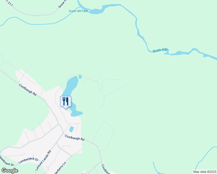 map of restaurants, bars, coffee shops, grocery stores, and more near Glacier Drive in East Stroudsburg