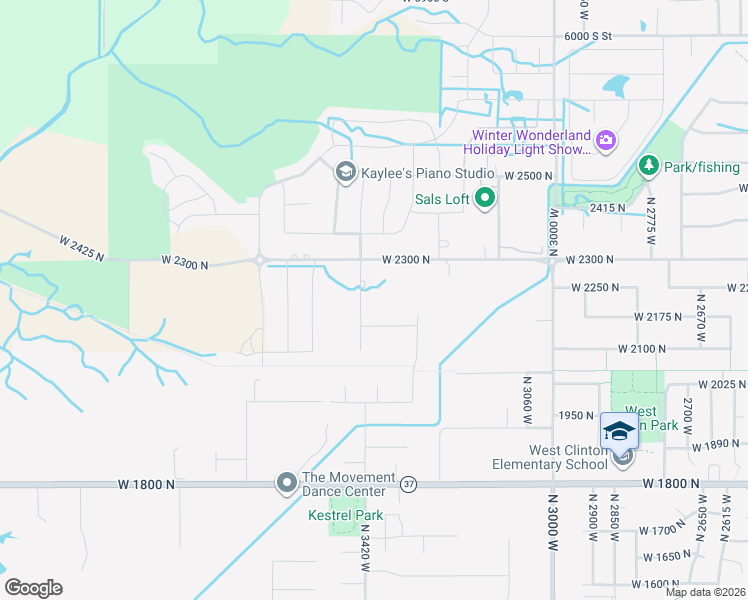 map of restaurants, bars, coffee shops, grocery stores, and more near 2216 North 3430 West in Clinton