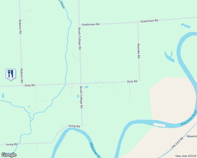 map of restaurants, bars, coffee shops, grocery stores, and more near 18127 Doty Road in Woodburn