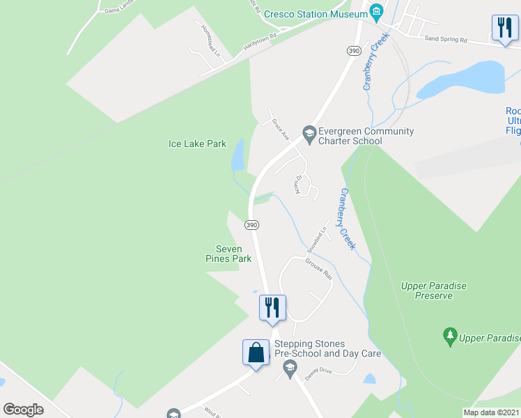 map of restaurants, bars, coffee shops, grocery stores, and more near 6312 Pennsylvania 191 in Cresco