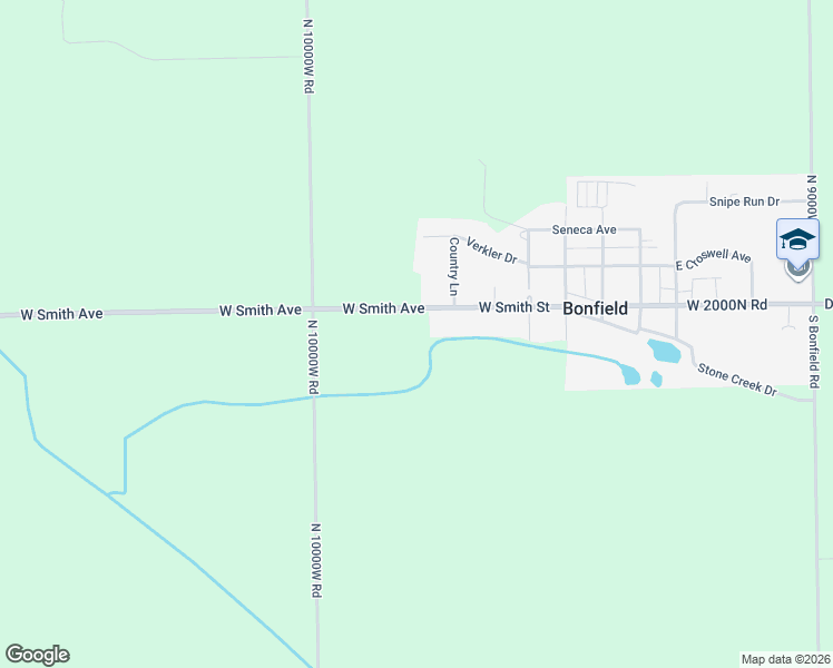 map of restaurants, bars, coffee shops, grocery stores, and more near 9824 West Smith Street in Bonfield