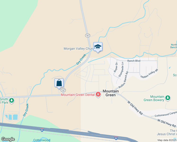 map of restaurants, bars, coffee shops, grocery stores, and more near 5959 North 5000 West in Morgan